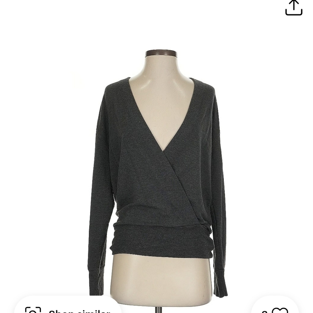 Athleta Charcoal Grey Purana V-Neck Wrap Sweater Xl